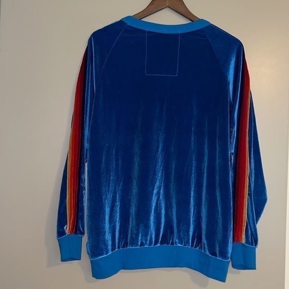 NWT Aviator Nation Classic Velvet Sweatshirt // Vintage Blue 5-Stripe - Picture 2 of 7